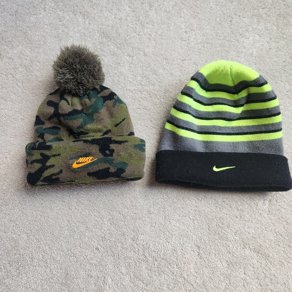 Nike Other - Nike Camo and Striped Beanie Winter Hat Set. Kids